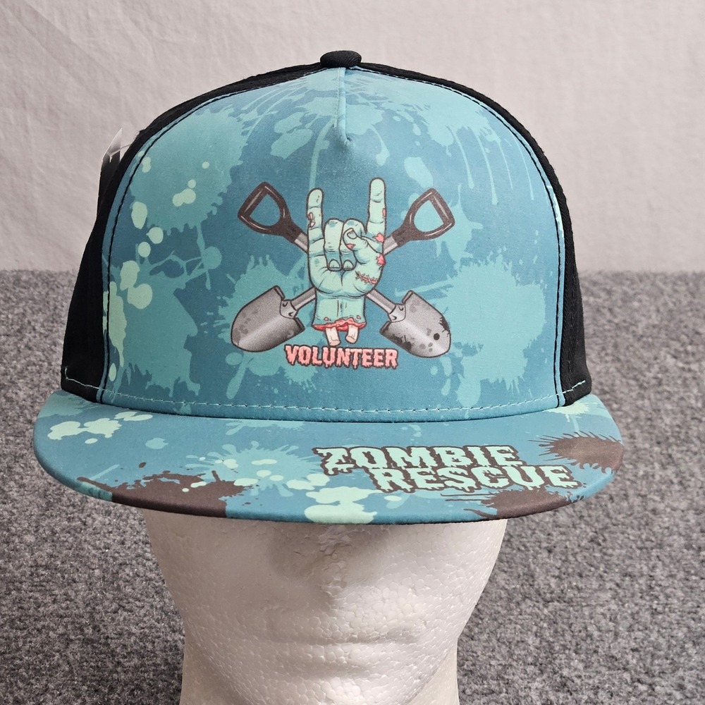 Valley Fair Hat‎ Snapback ValleySCARE! Teal Black Zombie Rescue Volunteer Cap